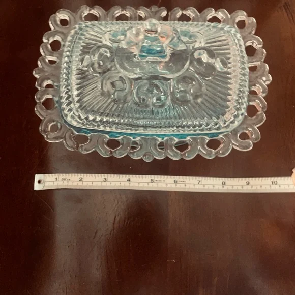 Vintage Blue Glass Pedestal Dish - Picture 4 of 4